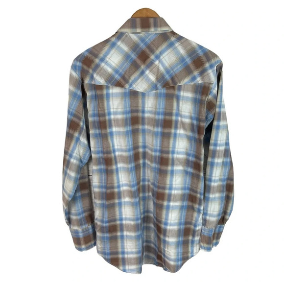 BF1484 Men’s Plains Western wear Pearl Snap Cowboy Button Down Shirt M - Picture 4 of 5